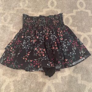Blue Life Black Floral Mini Skirt